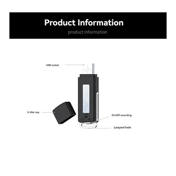 16GB USB Micro Audio Recorder with Dual Connectors