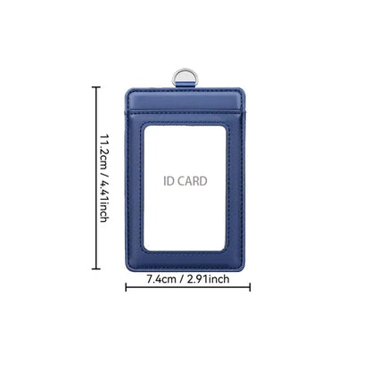 Genuine Leather ID Card Holder with Lanyard