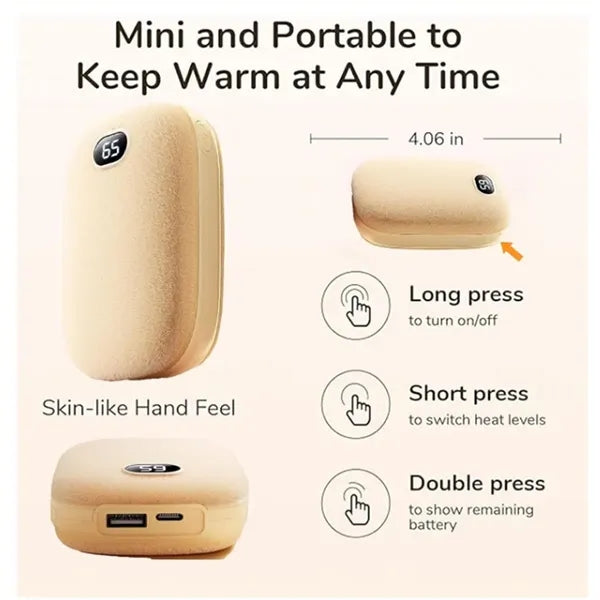 Mini Double-Sided Plush Pocket Warmer Powerbank