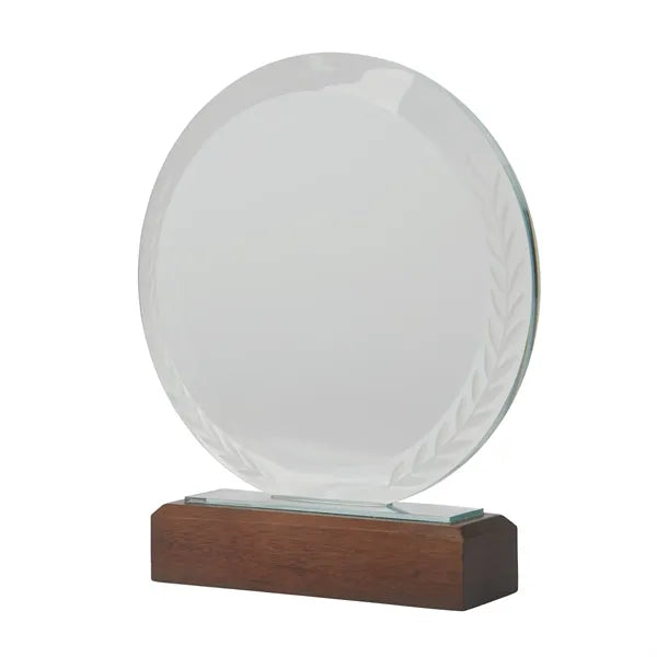 Redondo Crystal Award with Wood Base