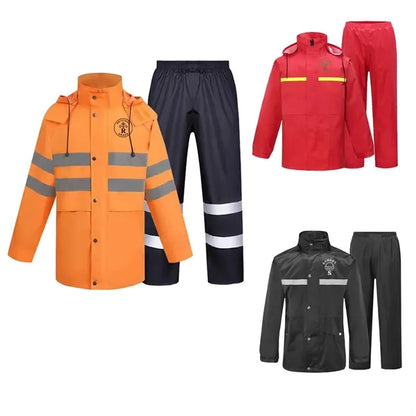 PVC Polyester 2 Piece Raincoat With Reflective Strips