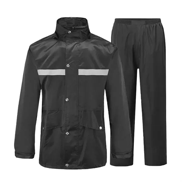 PVC Polyester 2 Piece Raincoat With Reflective Strips