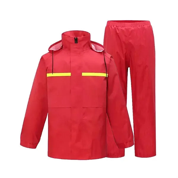 PVC Polyester 2 Piece Raincoat With Reflective Strips