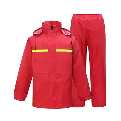 PVC Polyester 2 Piece Raincoat With Reflective Strips