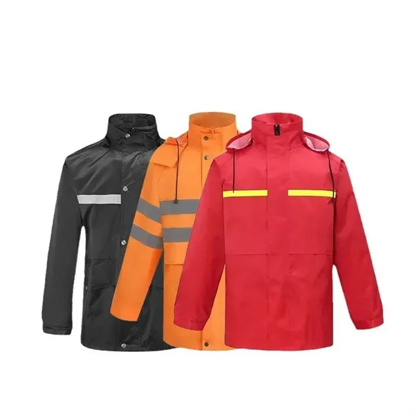 PVC Polyester 2 Piece Raincoat With Reflective Strips