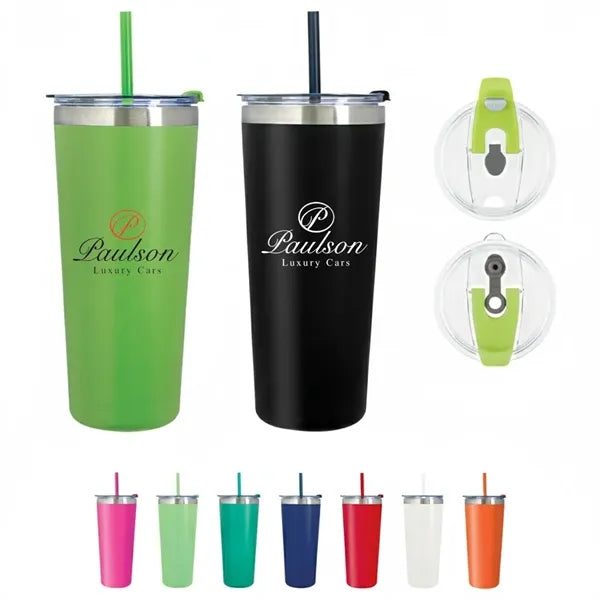 22 oz.Colma Vacuum Tumbler with Straw -Full Color