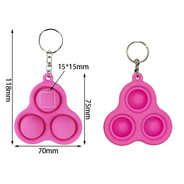 Silicone Push Pop 3 Bubble Keychain