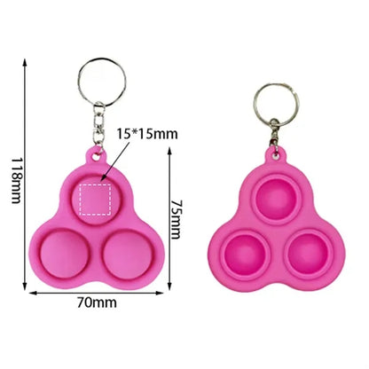 Silicone Push Pop 3 Bubble Keychain