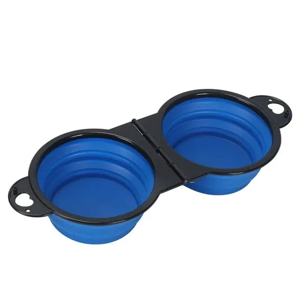 Collapsible Dog Double Bowls Feeding Watering Dish