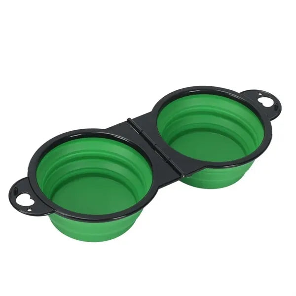 Collapsible Dog Double Bowls Feeding Watering Dish