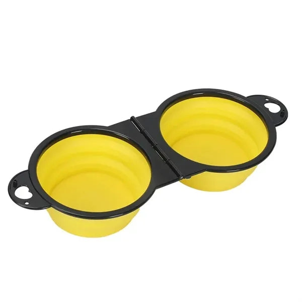 Collapsible Dog Double Bowls Feeding Watering Dish