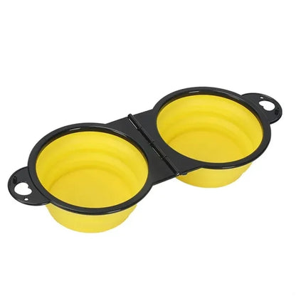 Collapsible Dog Double Bowls Feeding Watering Dish