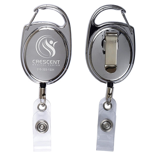 Pataskala Shiny Chrome Finish Retractable Badge Reel
