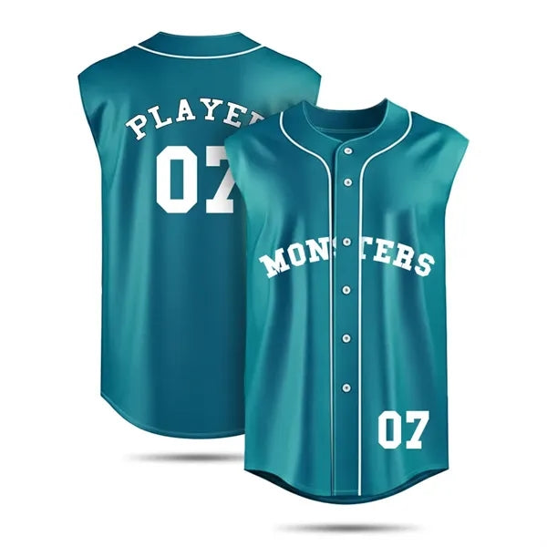 Men's Interlock Front Full-Button Sleeveless Baseball Jersey
