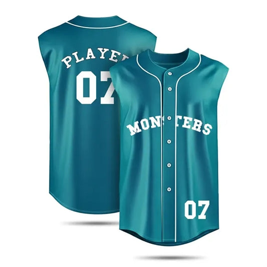 Men's Interlock Front Full-Button Sleeveless Baseball Jersey