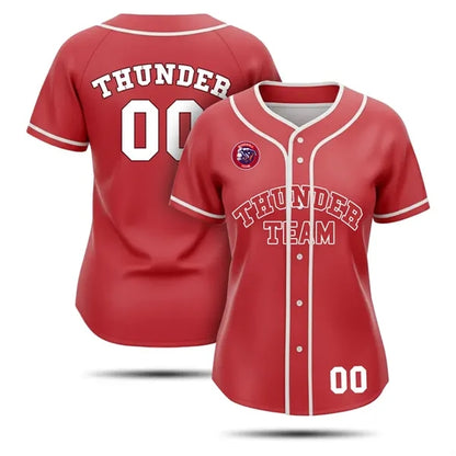 Women's Full Button Baseball Jersey Sublimated interlock