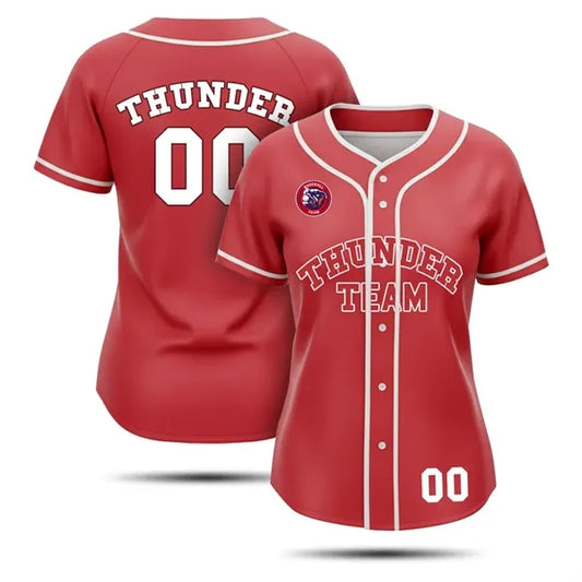 Women's Full Button Baseball Jersey Sublimated interlock