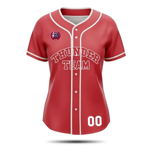 Women's Full Button Baseball Jersey Sublimated interlock