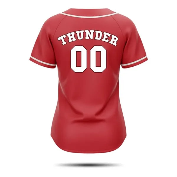 Women's Full Button Baseball Jersey Sublimated interlock
