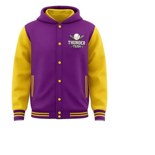 Custom Sublimation Hooded Baseball Jacket - Unisex & Kids