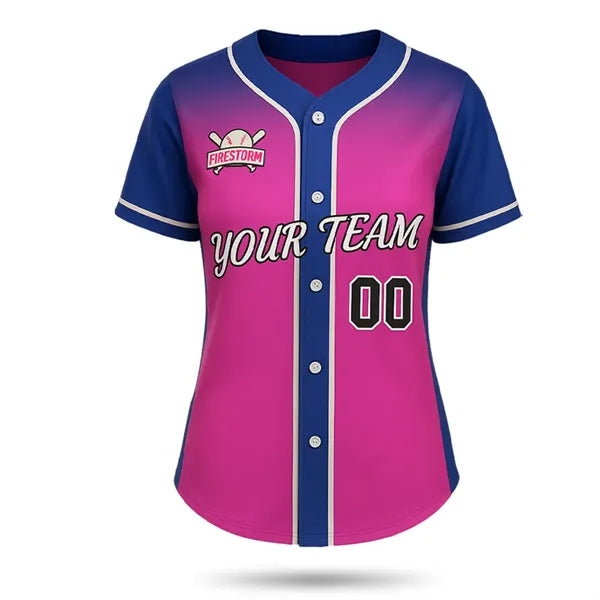 Women's Full Button Baseball Jersey Bee Eye Mesh