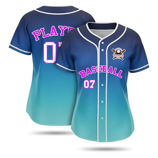 Women's Full-Button Sublimated (Interlock) Baseball Jersey