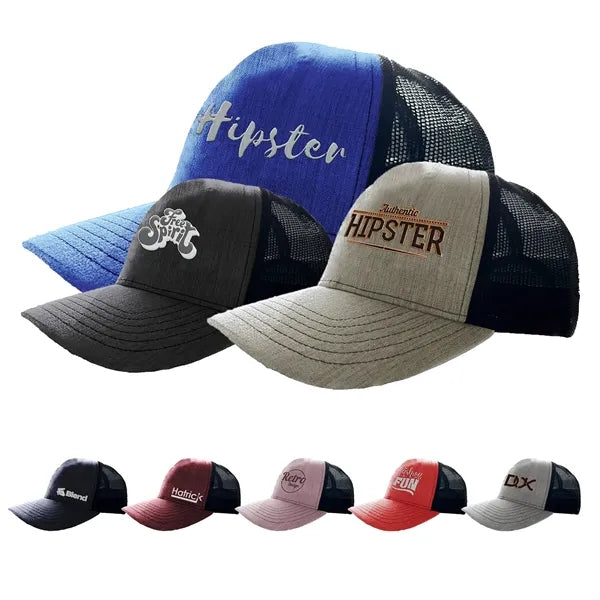 Heathered Cotton 6-Panel Mesh Snapback Cap