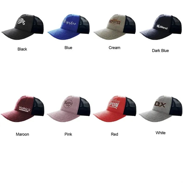 Heathered Cotton 6-Panel Mesh Snapback Cap