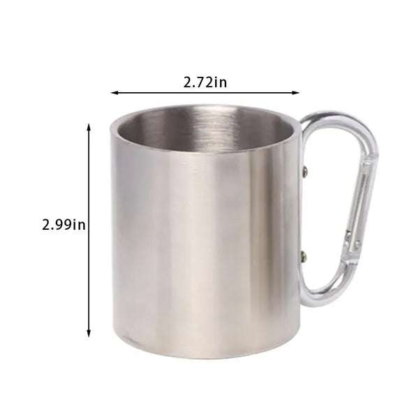 7oz Double Walled Stainless Steel Mug with Carabiner Handle