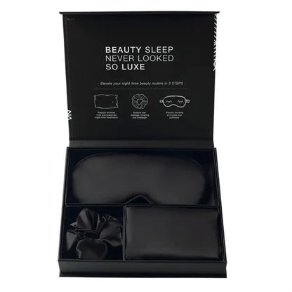 3PCS Faux Silk Pillowcase Eye Mask Headband Set