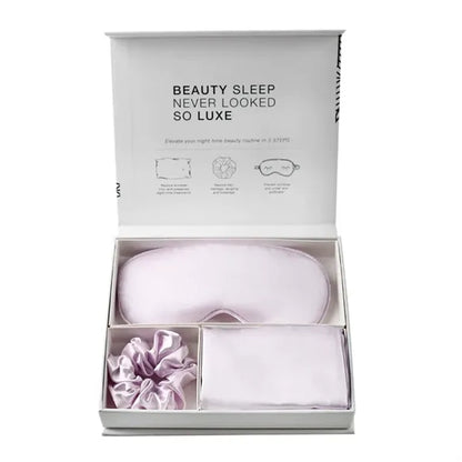 3PCS Faux Silk Pillowcase Eye Mask Headband Set