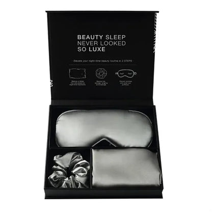 3PCS Faux Silk Pillowcase Eye Mask Headband Set
