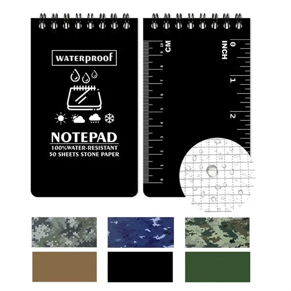 Pocket Notepad Waterproof Notebook Top Spiral