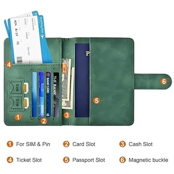 PU Leather Passport Holder Wallet for Travel