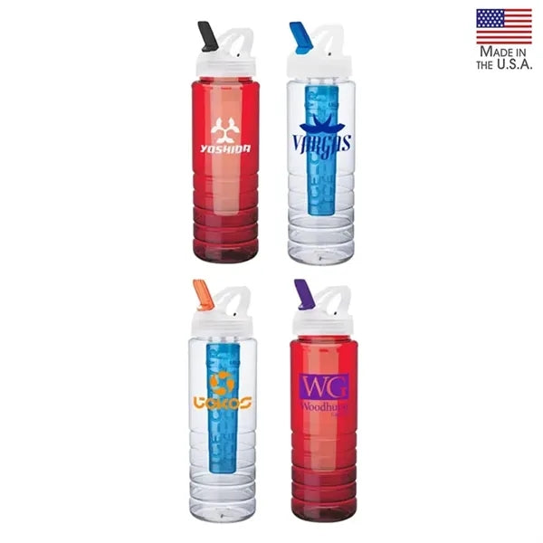26 oz. PET Bottle with Flip Spout & Ice Stick