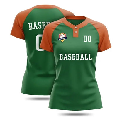 Women's Sublimation 2-Button Baseball Jersey-200G Interlock