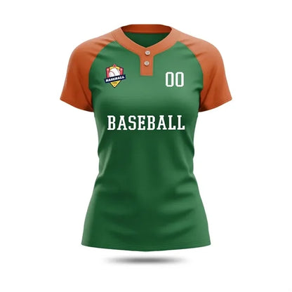 Women's Sublimation 2-Button Baseball Jersey-200G Interlock