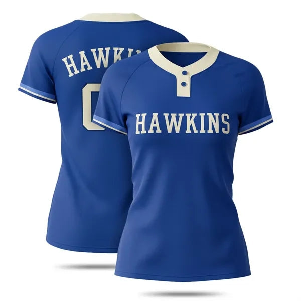 2-Button Women's Sublimated Baseball Jersey-150G Interlock