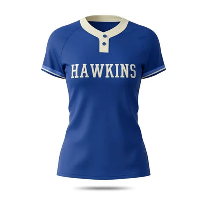 2-Button Women's Sublimated Baseball Jersey-150G Interlock