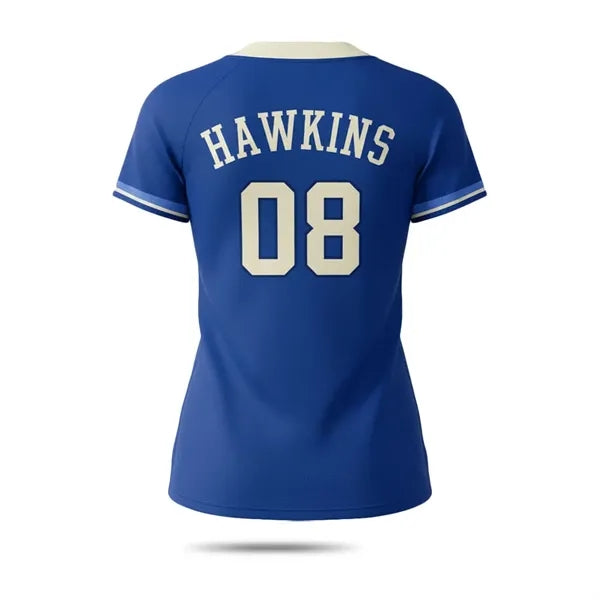 2-Button Women's Sublimated Baseball Jersey-150G Interlock