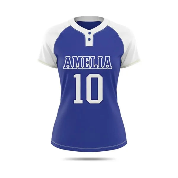 Women's SublimatedBirdseye Mesh 2-Button Baseball Jersey