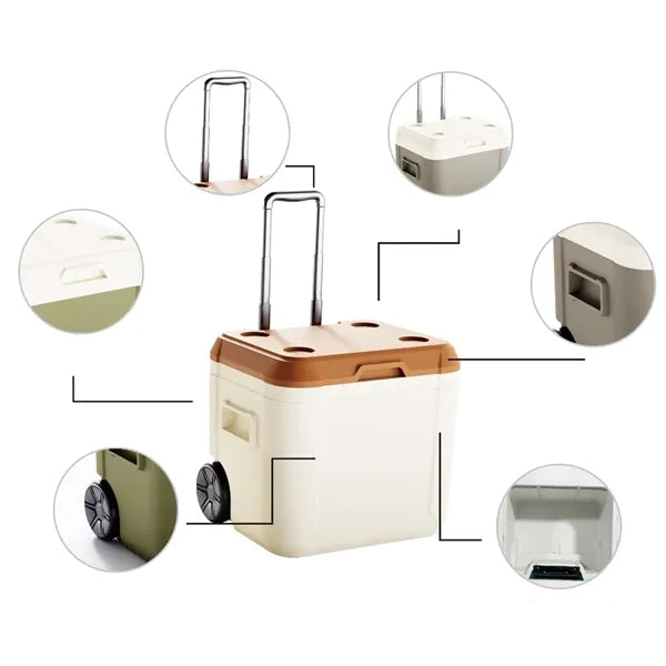 52L Wheeled Cooler Box with Handle