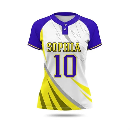Sublimated Women's Baseball Jersey 2 Button Birdseye Mesh