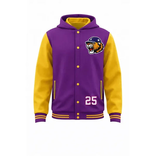 Unisex Hooded Baseball Jacket Full Color