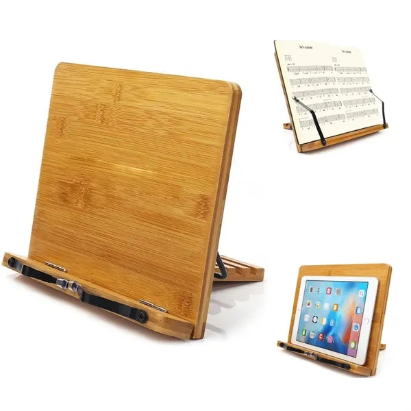 Bamboo Reading BookStand Holder with Clips