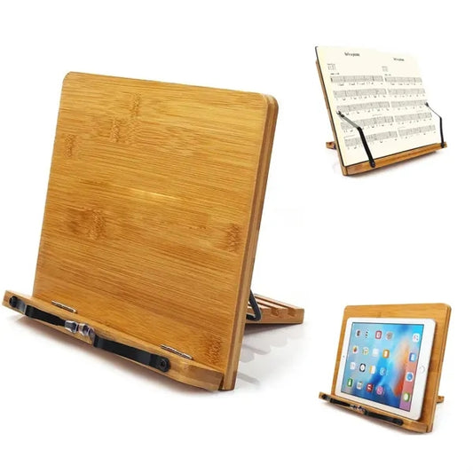Bamboo Reading BookStand Holder with Clips