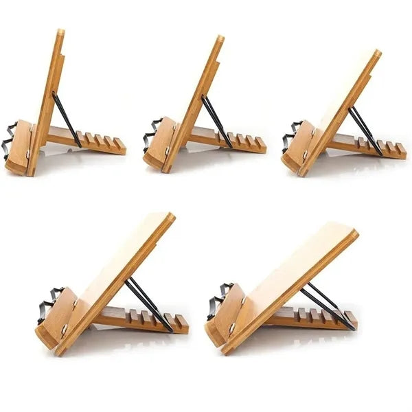 Bamboo Reading BookStand Holder with Clips