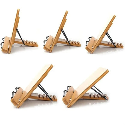 Bamboo Reading BookStand Holder with Clips