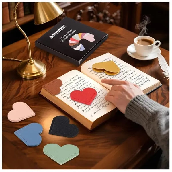 Leather Heart Corner Bookmarks