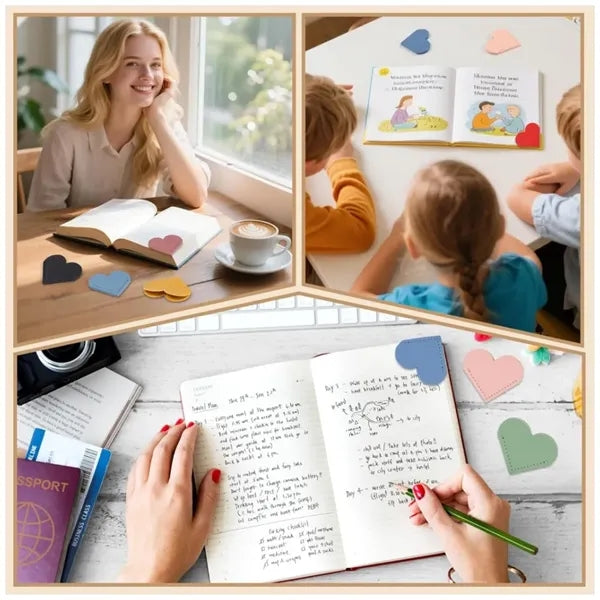 Leather Heart Corner Bookmarks